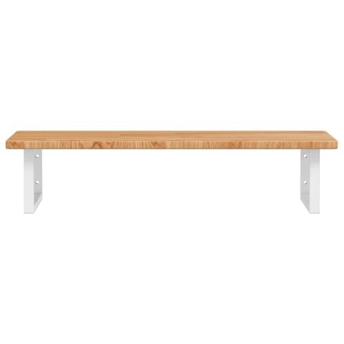 Стенен рафт за мивка, стомана и масивно дърво дъб