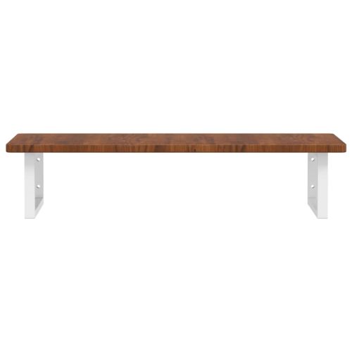 Стенен рафт за мивка, стомана и масивно дърво дъб