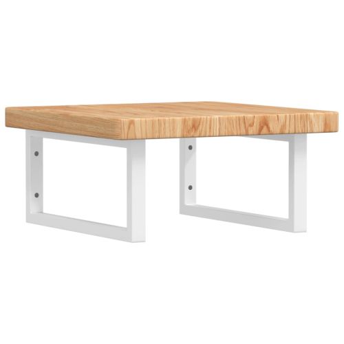 Стенен рафт за мивка, стомана и масивно дърво дъб