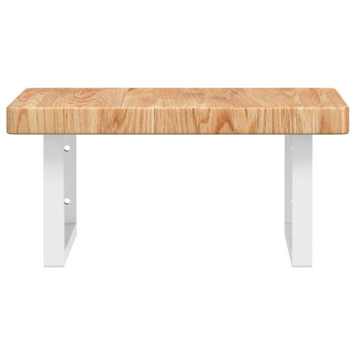 Стенен рафт за мивка, стомана и масивно дърво дъб