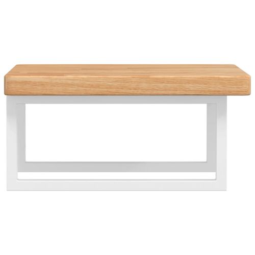 Стенен рафт за мивка, стомана и масивно дърво дъб