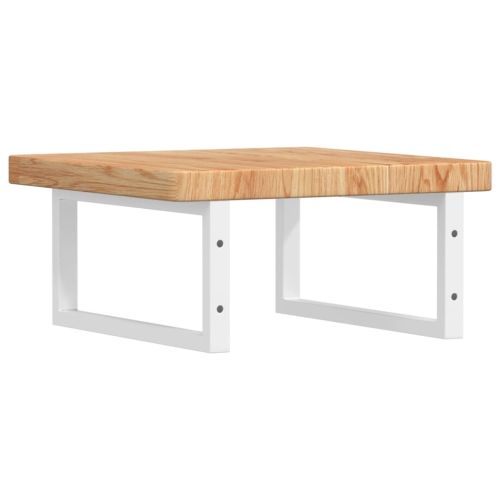 Стенен рафт за мивка, стомана и масивно дърво дъб