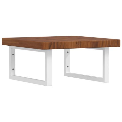 Стенен рафт за мивка, стомана и масивно дърво дъб