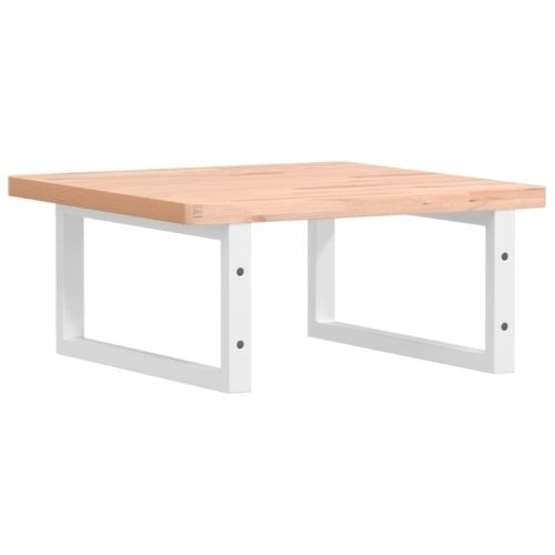 Стенен рафт за мивка, стомана и масивно дърво бук