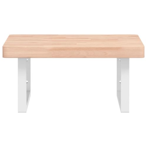 Стенен рафт за мивка, стомана и масивно дърво бук