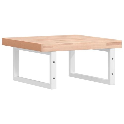 Стенен рафт за мивка, стомана и масивно дърво бук