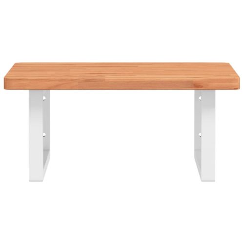 Стенен рафт за мивка, стомана и масивно дърво бук