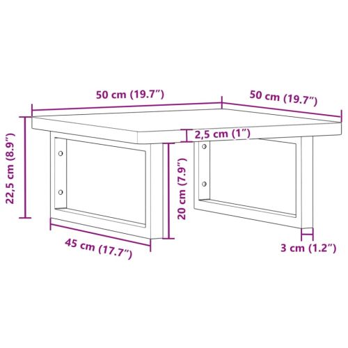 Стенен рафт за мивка, стомана и масивно дърво бук