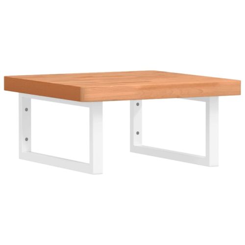 Стенен рафт за мивка, стомана и масивно дърво бук