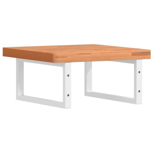 Стенен рафт за мивка, стомана и масивно дърво бук