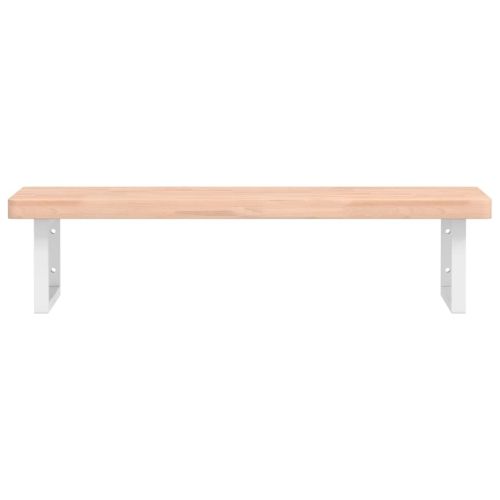 Стенен рафт за мивка, стомана и масивно дърво бук