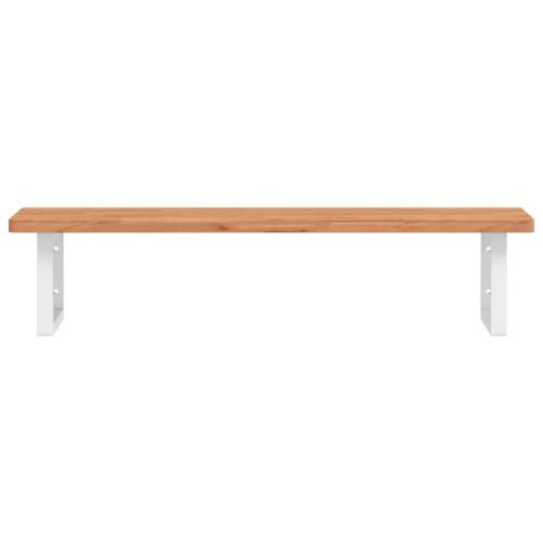 Стенен рафт за мивка, стомана и масивно дърво бук