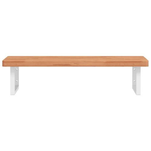 Стенен рафт за мивка, стомана и масивно дърво бук