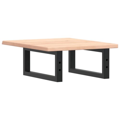 Стенен рафт за мивка, стомана и масивно дърво дъб