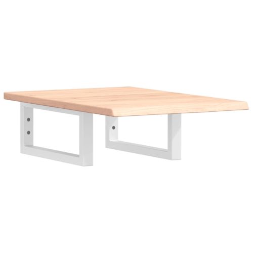 Стенен рафт за мивка, стомана и масивно дърво дъб