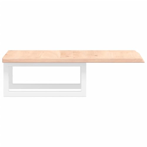 Стенен рафт за мивка, стомана и масивно дърво дъб