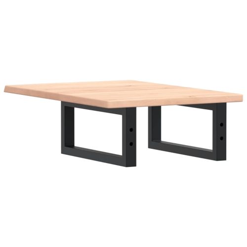 Стенен рафт за мивка, стомана и масивно дърво дъб