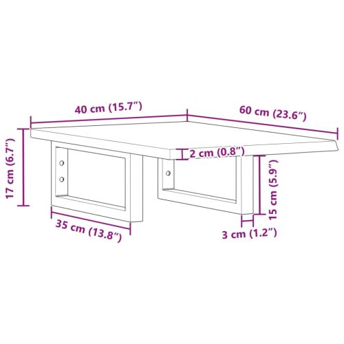 Стенен рафт за мивка, стомана и масивно дърво дъб