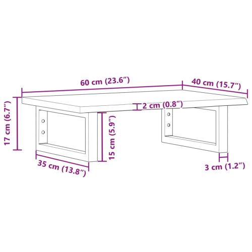 Стенен рафт за мивка, стомана и масивно дърво дъб