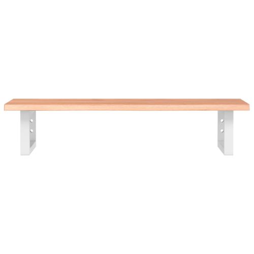 Стенен рафт за мивка, стомана и масивно дърво дъб