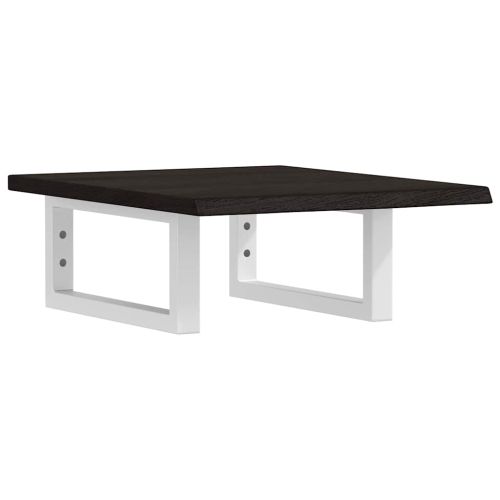 Стенен рафт за мивка, стомана и масивно дърво дъб