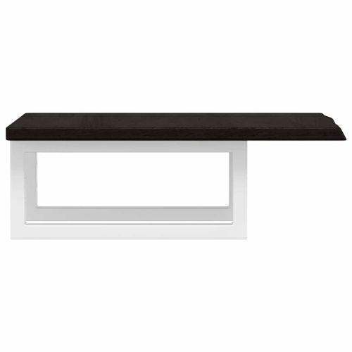 Стенен рафт за мивка, стомана и масивно дърво дъб