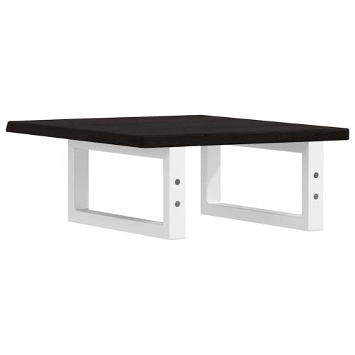 Стенен рафт за мивка, стомана и масивно дърво дъб