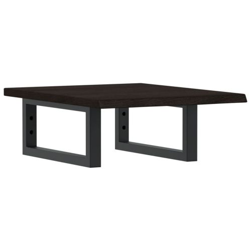 Стенен рафт за мивка, стомана и масивно дърво дъб