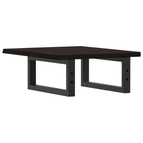 Стенен рафт за мивка, стомана и масивно дърво дъб