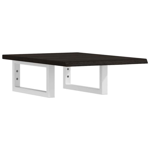 Стенен рафт за мивка, стомана и масивно дърво дъб