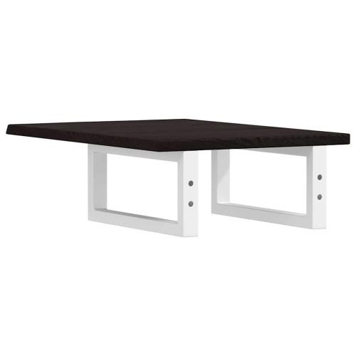 Стенен рафт за мивка, стомана и масивно дърво дъб