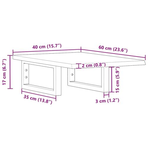 Стенен рафт за мивка, стомана и масивно дърво дъб