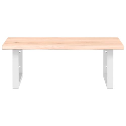 Стенен рафт за мивка, стомана и масивно дърво дъб