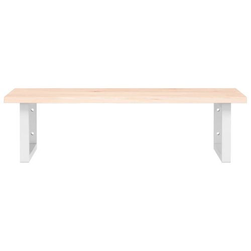 Стенен рафт за мивка, стомана и масивно дърво дъб