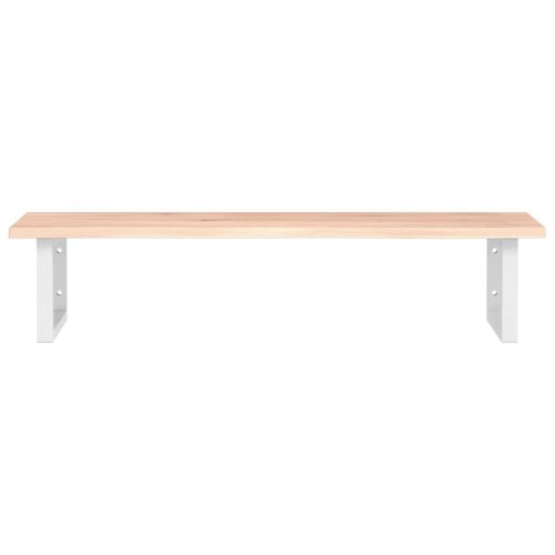 Стенен рафт за мивка, стомана и масивно дърво дъб