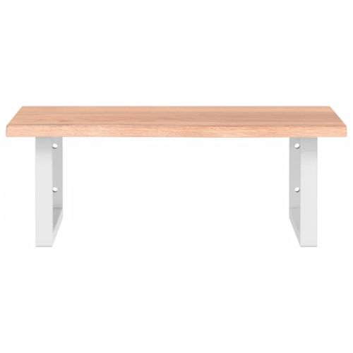 Стенен рафт за мивка, стомана и масивно дърво дъб