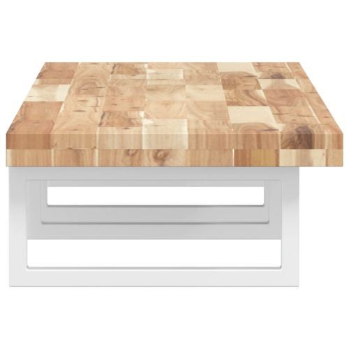 Стенен рафт за мивка, стомана и масивно дърво акация