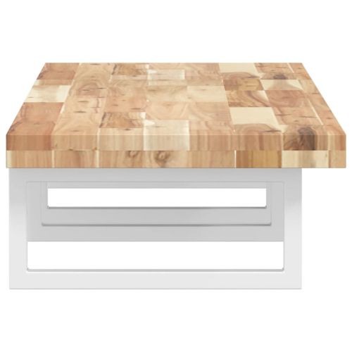 Стенен рафт за мивка, стомана и масивно дърво акация