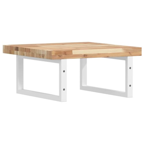 Стенен рафт за мивка, стомана и масивно дърво акация