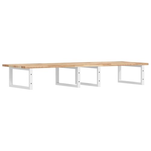 Стенен рафт за мивка, стомана и масивно дърво акация