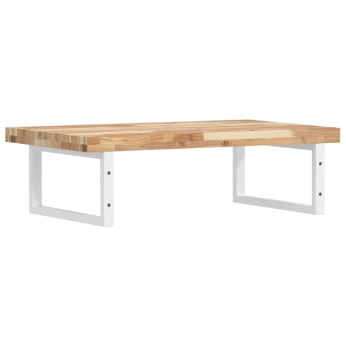 Стенен рафт за мивка, стомана и масивно дърво акация