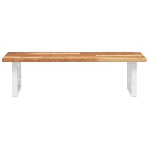 Стенен рафт за мивка, стомана и масивно дърво акация