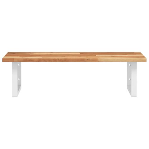 Стенен рафт за мивка, стомана и масивно дърво акация