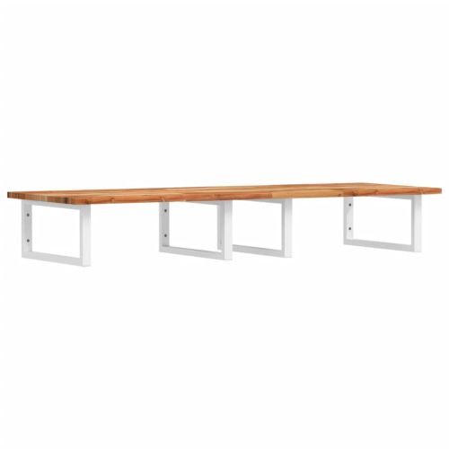 Стенен рафт за мивка, стомана и масивно дърво акация