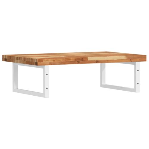 Стенен рафт за мивка, стомана и масивно дърво акация