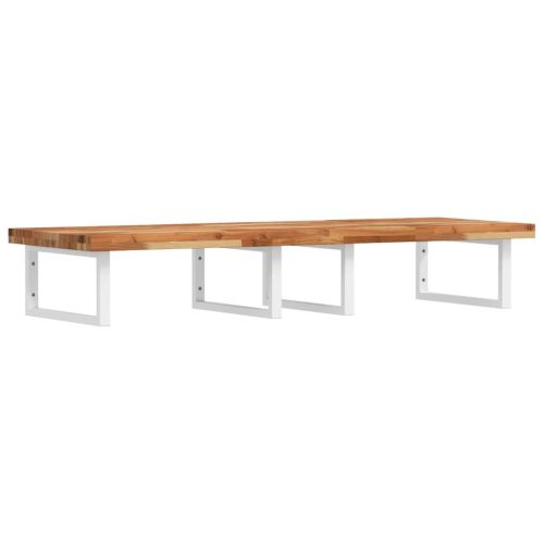 Стенен рафт за мивка, стомана и масивно дърво акация