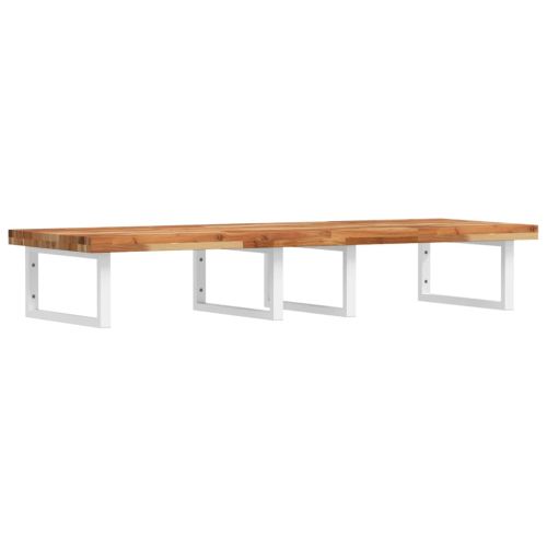 Стенен рафт за мивка, стомана и масивно дърво акация