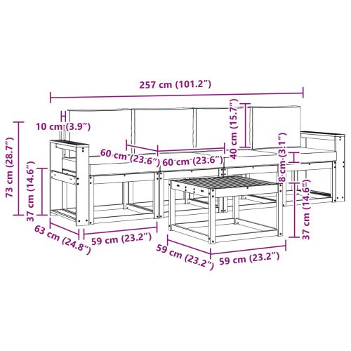 Комплект дивани за открито 5 pcs Натурален и Антрацит