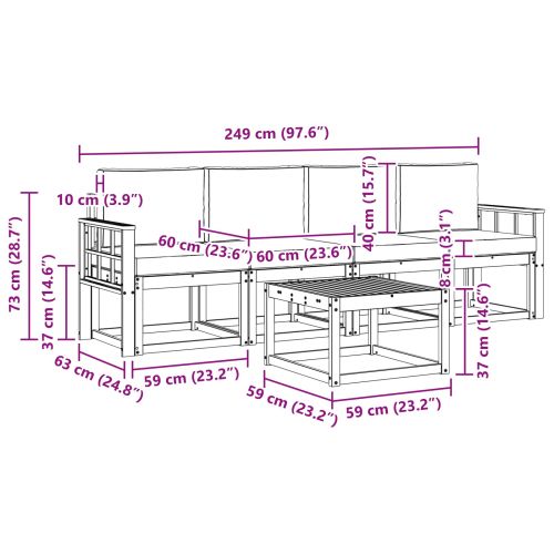 Комплект дивани за открито 5 pcs Натурален и Бежов