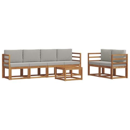 Комплект дивани за открито 7 pcs Естествено и светло сиво
